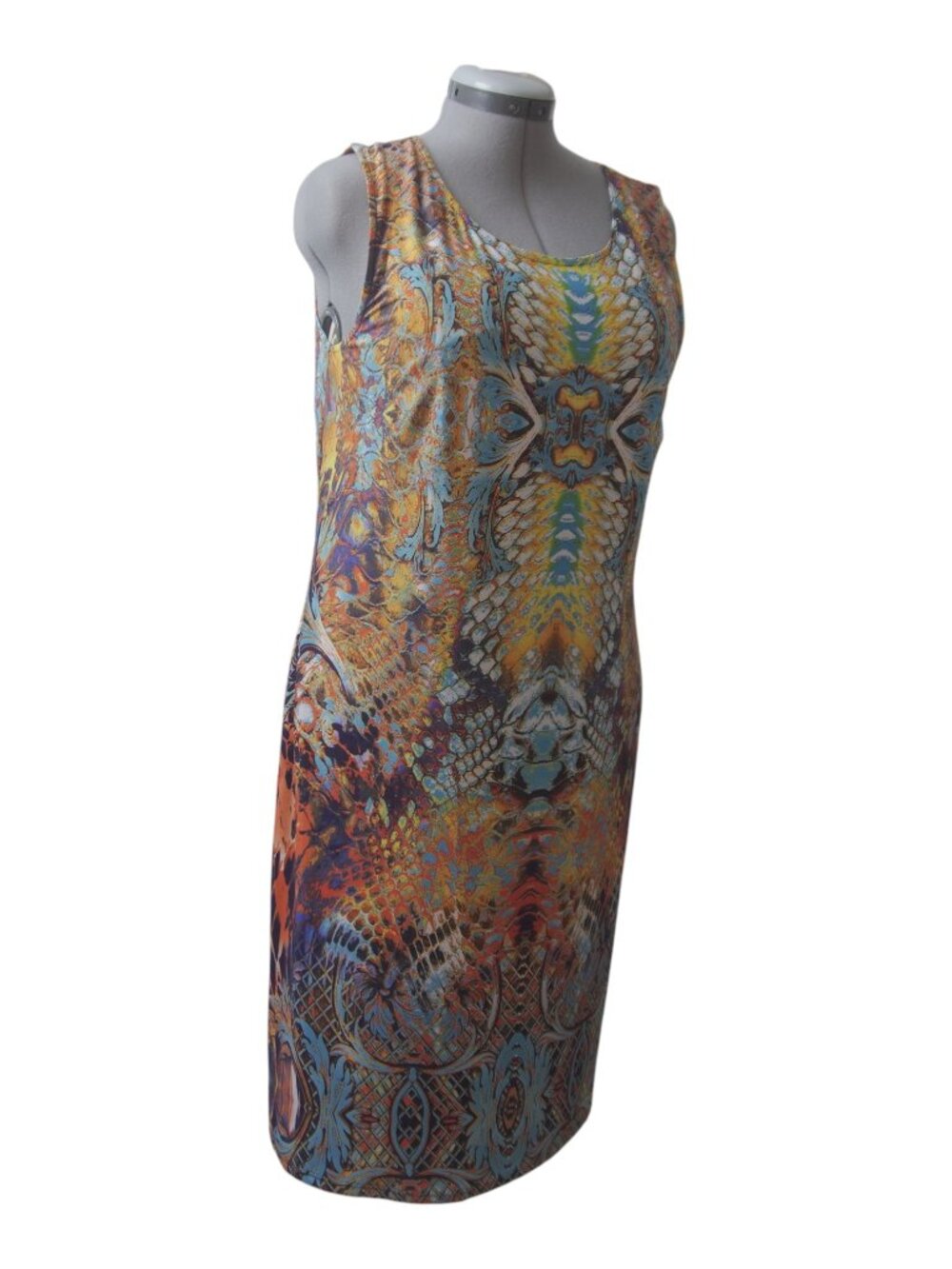 NWT Libra XXL Multicolor Abstract Stretch Midi Dress Lined Made in Canada